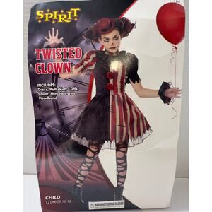 Spirit  Twisted Clown Costume Child L 10-12 Dress Pettiskirt * NO CUFF OR HAT